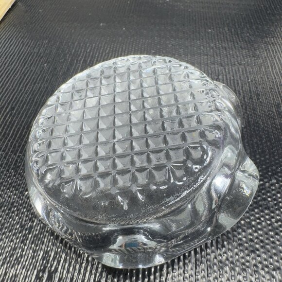 Vintage MCM Clear Glass Trinket Dish Ashtray Waffle Bottom Decorative Dish Plate - Picture 4 of 10